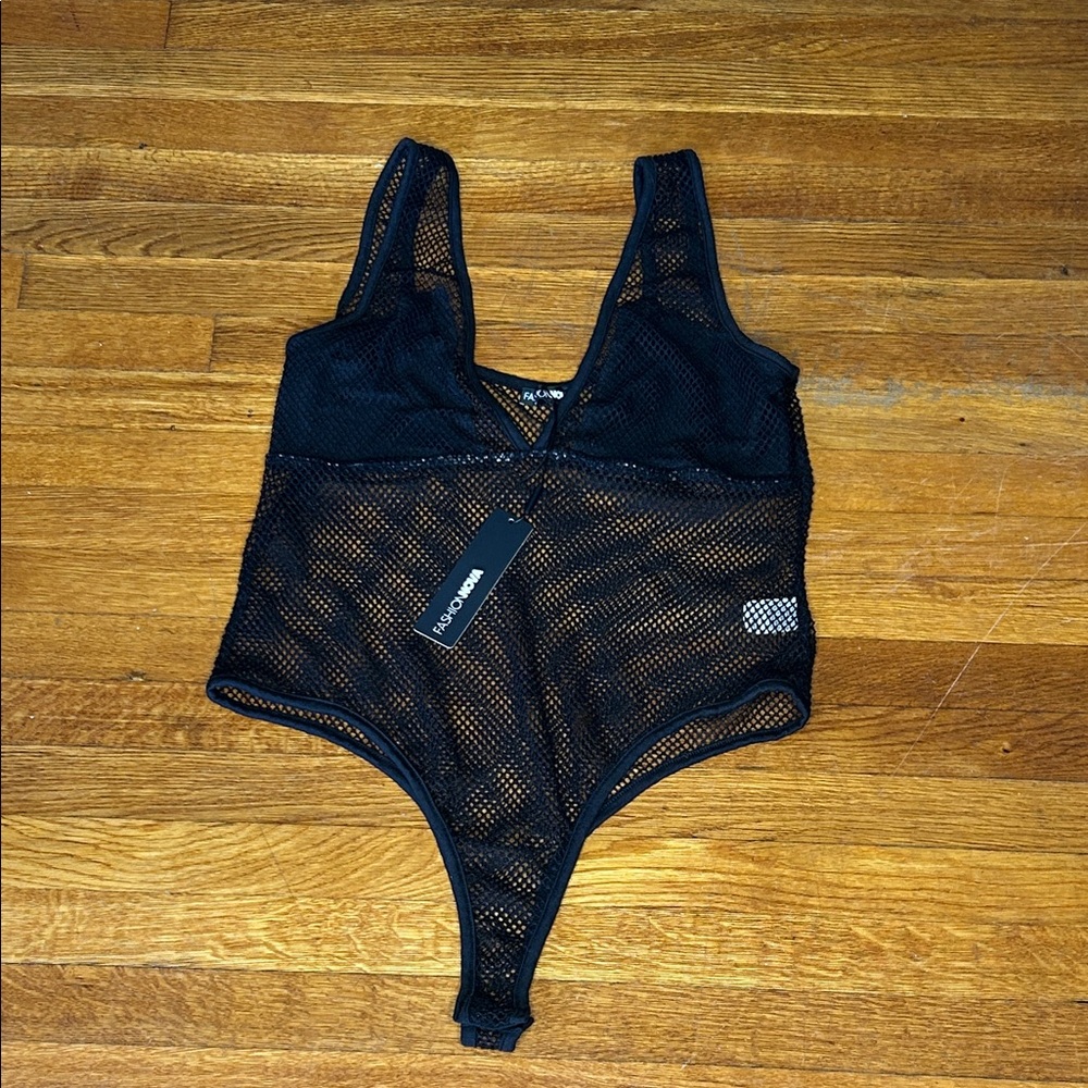 Fashion Nova Black Mesh Bodysuit